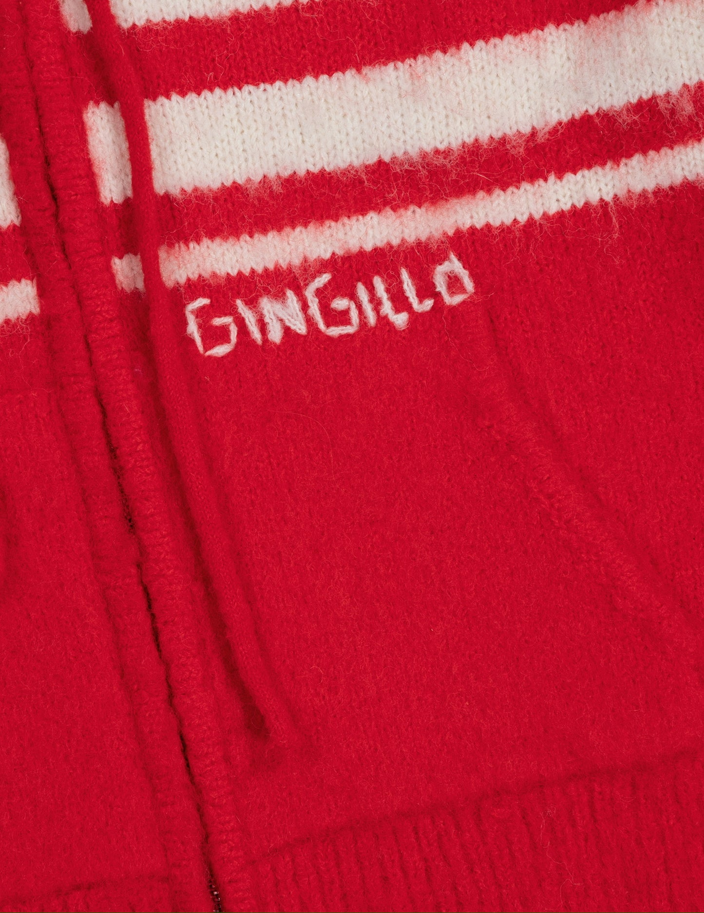 Gingillo Cadiz Wool Zip-Up Hoodie - Rosso/Crema
