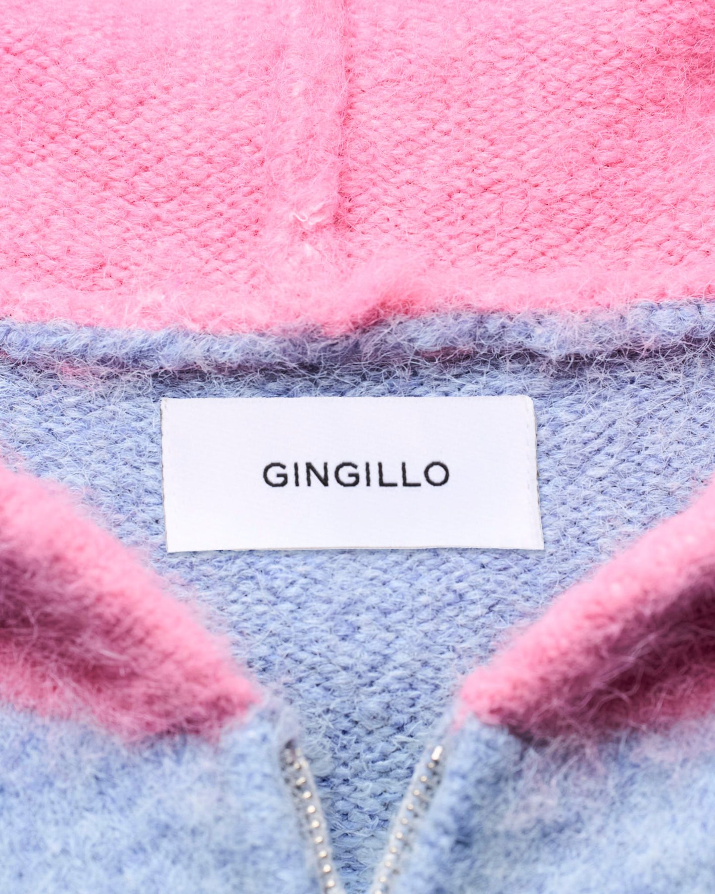 Gingillo Cadiz Wool Zip-Up Hoodie - Baby Blue Colour-Block
