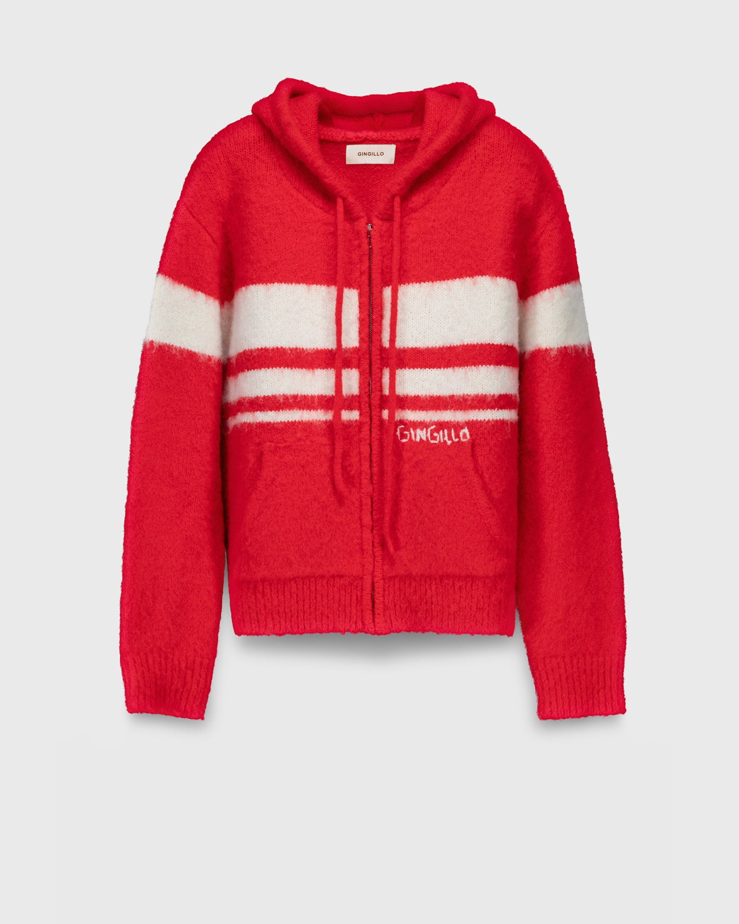 Gingillo Cadiz Wool Zip-Up Hoodie - Rosso/Crema