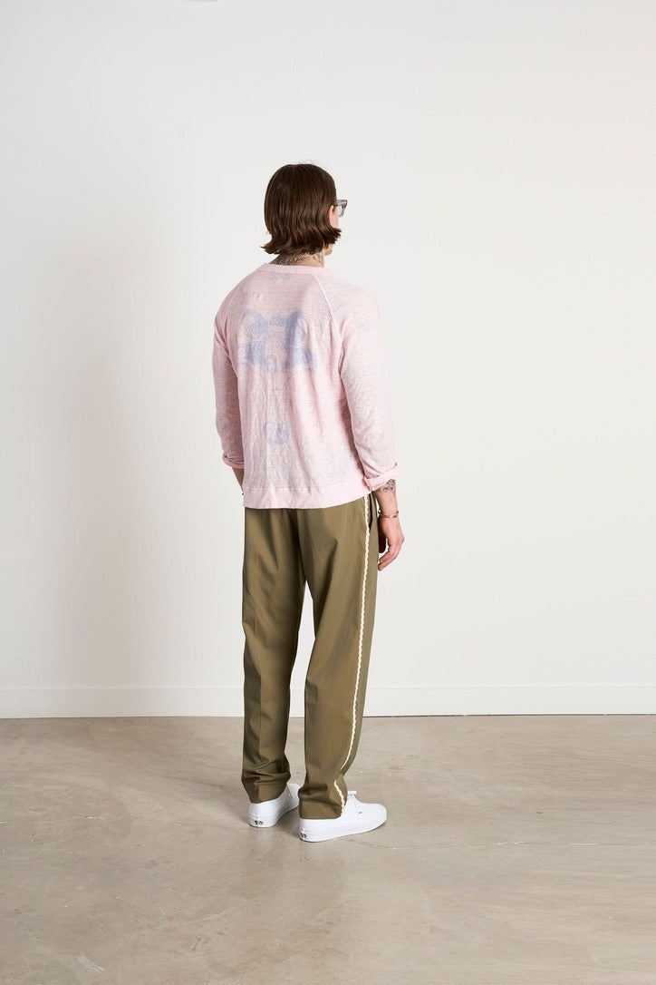 Gingillo Linen Knit Raglan Crewneck - Pink