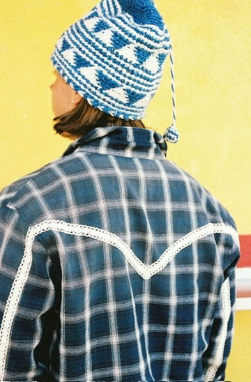 Gingillo Moroccan Wool Berber Hat - Blue/White