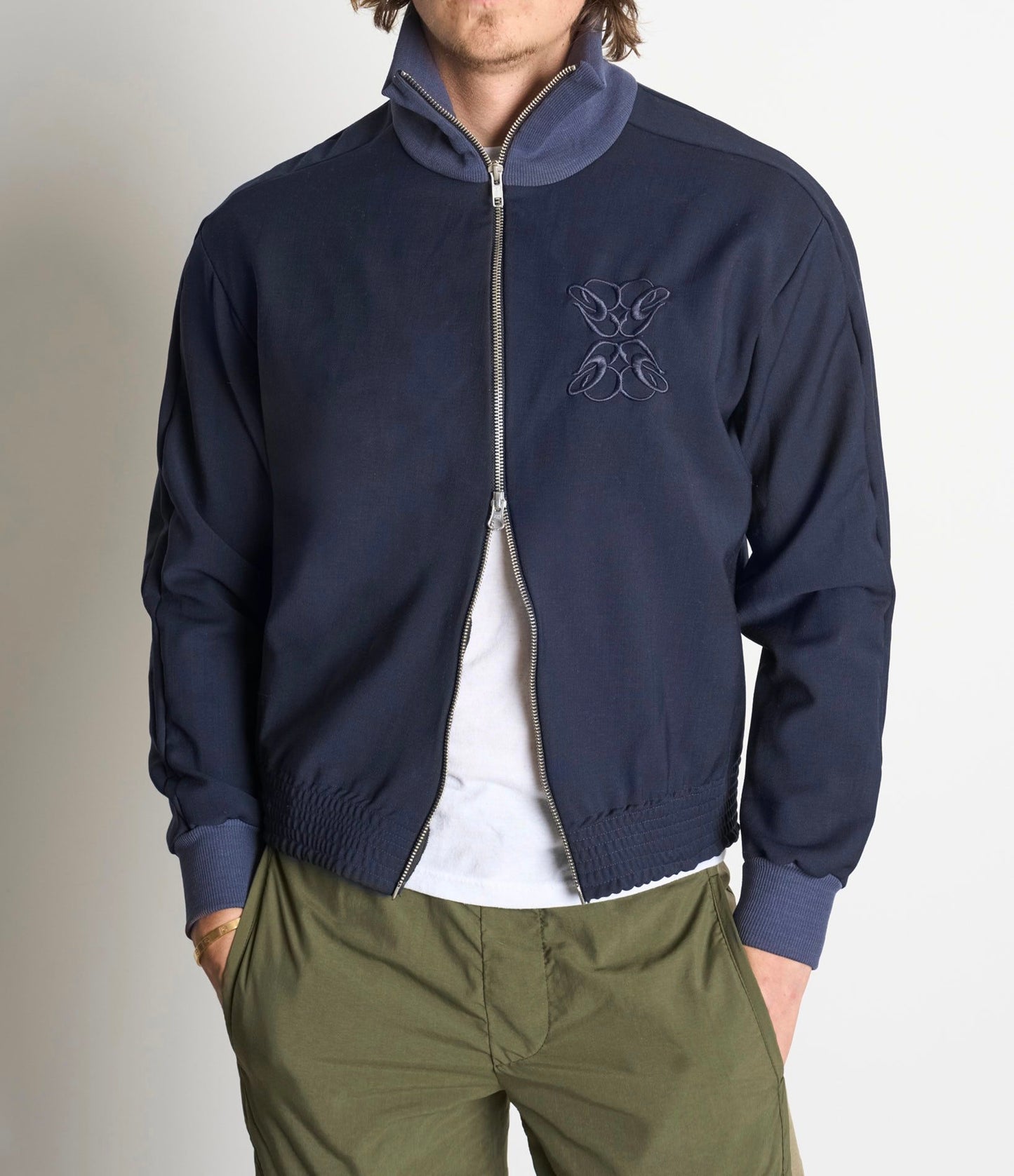 Gingillo Two Way Zip-Up Sweater - Navy