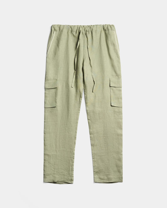 Gingillo Linen Cargo Pant - Green