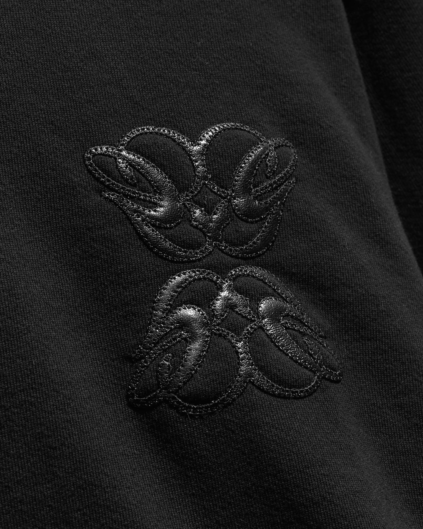 Gingillo Monogram Leather Patch Hoodie - Black